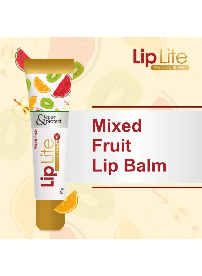 Leeford Liplite Moisturizing Lip Balm Pack of 6 (15g Each) | Mixed Fruit Flavor | With SPF 15 | Enriched with Jojoba, Almond Oil & Shea Butter | Smoothens, Hydrates & Nourishes for Soft, Supple Lips - Image 2