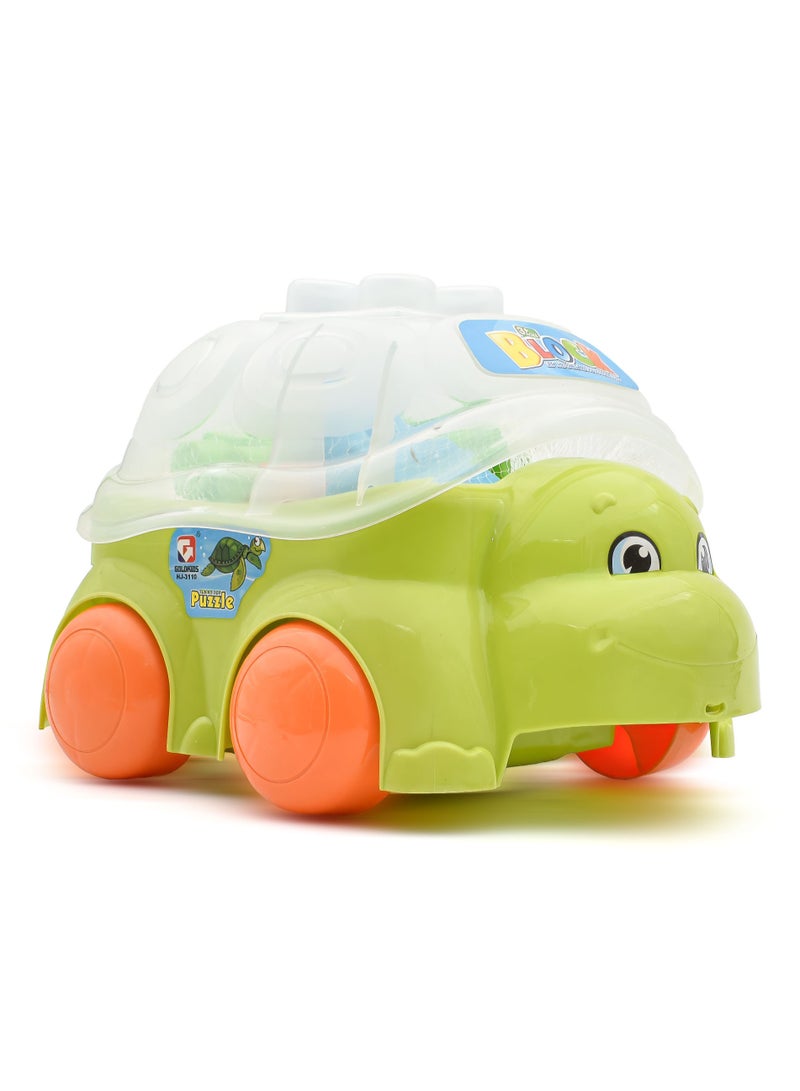 TURTLE Car Toy With Building Blocks - Image 1