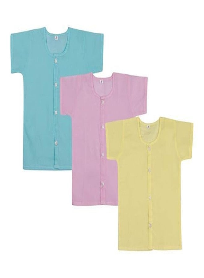 Fashtastic Baby Jabhla | Unisex Baby Loose Fit Shirt | Baby Loose Fit Pehran (Pink, Sky, Yellow) (in, Alpha, S, Regular, Pink, Sky, Yellow) - Image 1