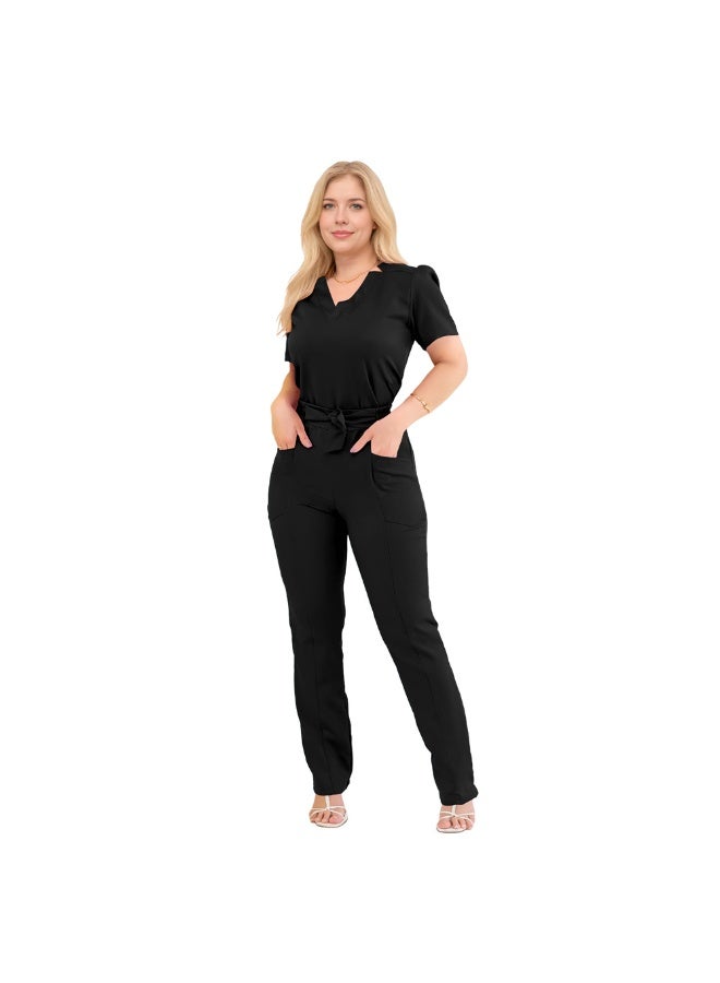 NIBEMINENT Short Sleeve Straight Pants Hospital Work Clothes Beauty Salon Women's Nurse Suit Hand Washing Clothes - Image 2