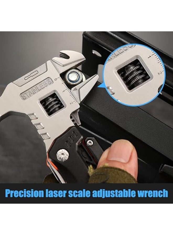 Fesasn Upgraded Adjustable Wrench Multi tool Hammer,18-in-1 All in One Survival Tools Mini Multitool Pliers for Adults Him Boyfriend Husband Grandpa Women Birthday Valentines Fathers Gift - Image 5