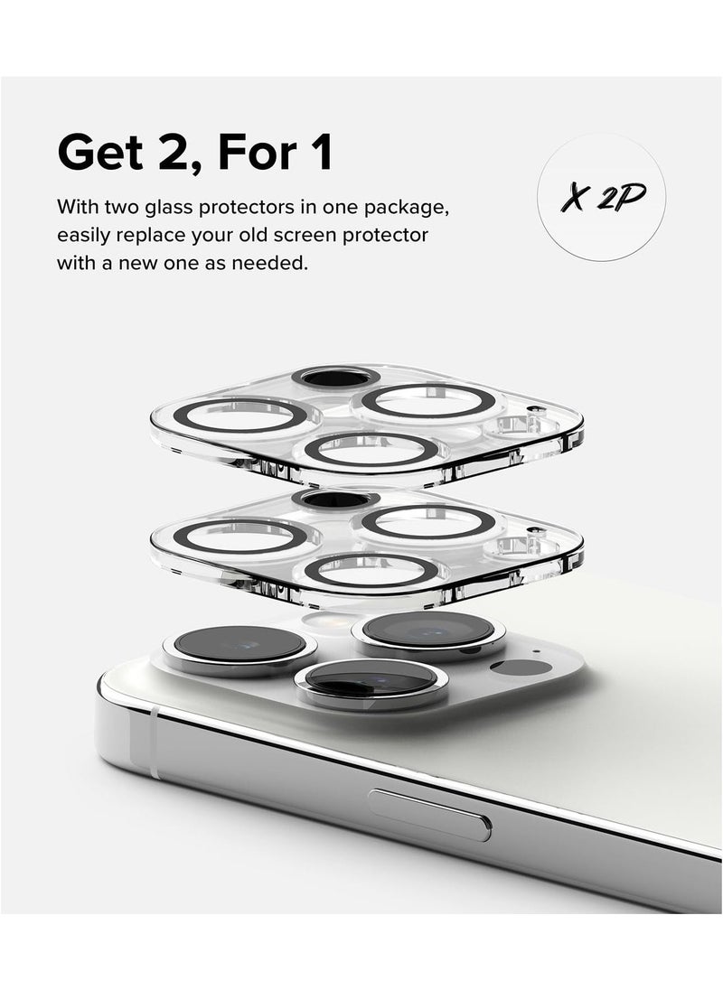 Raxoom Camera Protector Glass [2 Pack] Compatible with iPhone 15 Pro Max Transparent HD Clear Full Adhesive Hard Tempered Glass Camera Lens Protector - Image 4