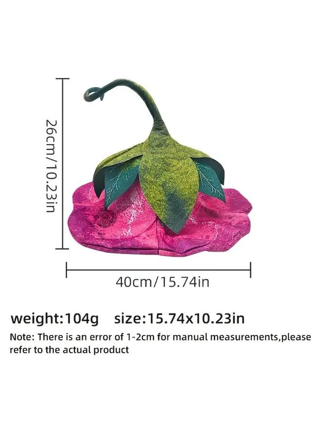 Vintage Flower Hat Halloween Party Accessory Green Purple Leaf Pattern - Image 5