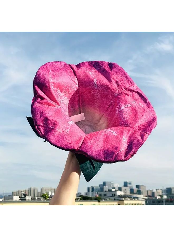 Vintage Flower Hat Halloween Party Accessory Green Purple Leaf Pattern - Image 3