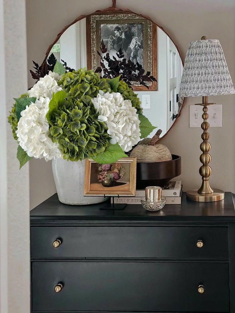 YalzoneMet RUZUQE 3 Pcs 21 inches White Artificial Hydrangea Flower Natural Lifelike Real Touch Faux Large Royal Hydrangea Flower for Home Party Outdoor Wedding Gifts Christmas Table Decoration - Image 3