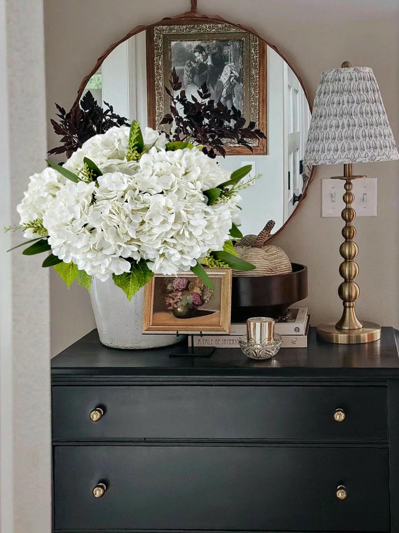 YalzoneMet RUZUQE 3 Pcs 21 inches White Artificial Hydrangea Flower Natural Lifelike Real Touch Faux Large Royal Hydrangea Flower for Home Party Outdoor Wedding Gifts Christmas Table Decoration - Image 2