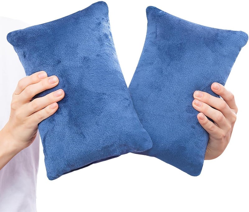 Tazweeq 2 Pack Mini Travel Pillow, Memory Foam Mini Pillow, Soft Microfiber & Memory Foam for Neck, Knee, Lumbar & Wrist Support (Blue) - Image 1