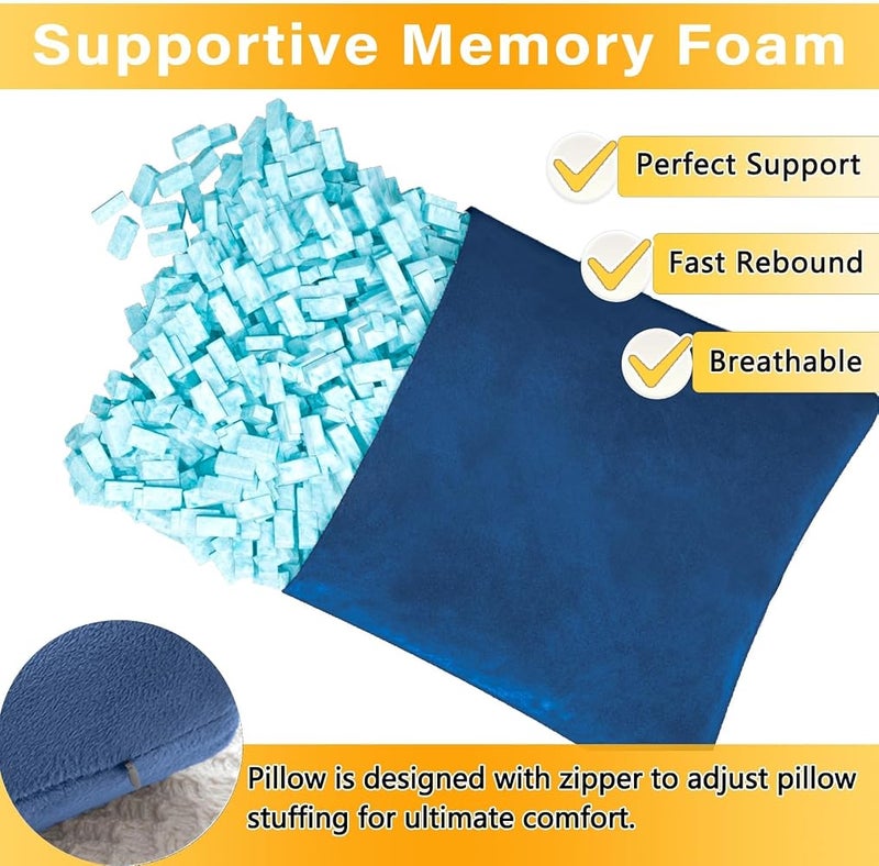 Tazweeq 2 Pack Mini Travel Pillow, Memory Foam Mini Pillow, Soft Microfiber & Memory Foam for Neck, Knee, Lumbar & Wrist Support (Blue) - Image 2