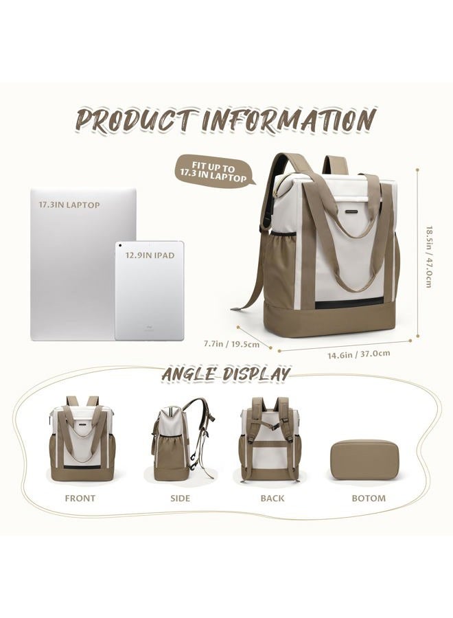 GOLF QUALITY Laptop Backpack for Women,Adjustable Tote Work Business Backpack,TravelPersonal Carry On Bag, A-wchampagne, 17.3 Inch - Image 4