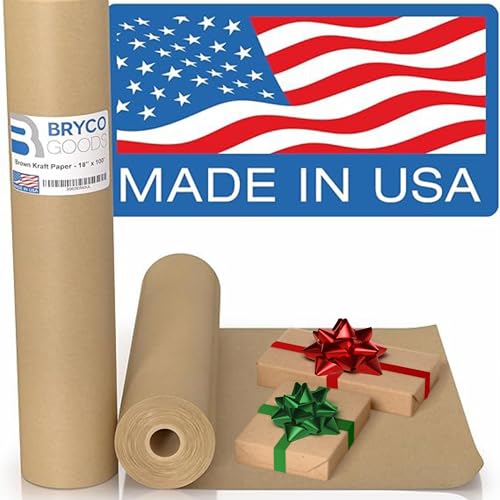 Bryco Goods Bryco Goods 18 x 1200 Brown Kraft Packing Paper  USA Made  Versatile for Different Arts and Crafts Projects  Pin Up Your Work Or School Notes  Create Vision Board for Your Bedroom 