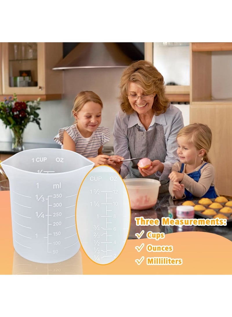 SYOSI Silicone Measuring Cups, 4PCS Reusable Baking Cups for Melting Chocolate with 250ml and 350ml Capacity Non Stick Heat Resistant Flexible Material for DIY Chocolate Molds Kitchen Home - Image 4