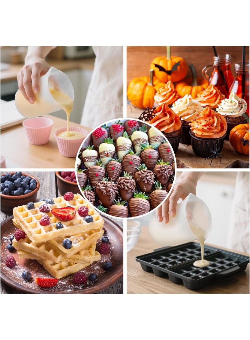 SYOSI Silicone Measuring Cups, 4PCS Reusable Baking Cups for Melting Chocolate with 250ml and 350ml Capacity Non Stick Heat Resistant Flexible Material for DIY Chocolate Molds Kitchen Home - Image 3
