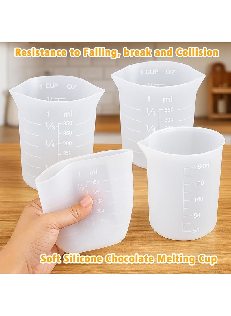 SYOSI Silicone Measuring Cups, 4PCS Reusable Baking Cups for Melting Chocolate with 250ml and 350ml Capacity Non Stick Heat Resistant Flexible Material for DIY Chocolate Molds Kitchen Home - Image 5