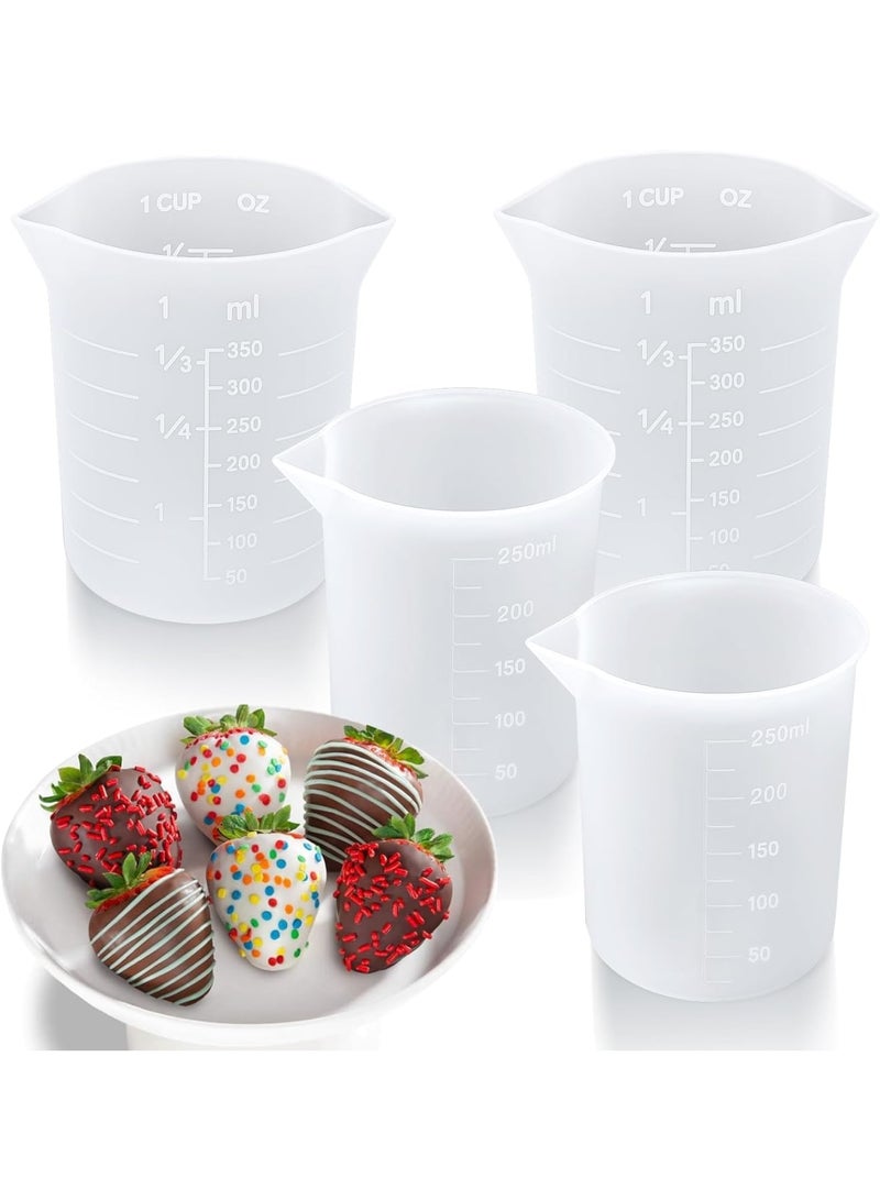 SYOSI Silicone Measuring Cups, 4PCS Reusable Baking Cups for Melting Chocolate with 250ml and 350ml Capacity Non Stick Heat Resistant Flexible Material for DIY Chocolate Molds Kitchen Home - Image 1