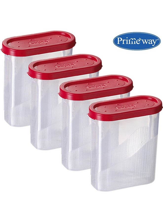 Primeway حافظات الطعام المودولية الأنيقة من برايمواي® المصنوعة من البولي بروبيلين لتوابل المطبخ وعلب المسالا مثالية لباب الثلاجة | خالية من BPA | 275 مل | عبوة من 10 قطع | أحمر - Image 3