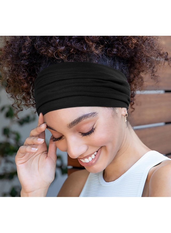 Huachi Black Headbands for Women Wide Headbands for Women Non Slip Thick Womens Headband Boho Elastic Hair Bands for Women's Hair Stretchy Sweat Head Band for Workout Running Working - Image 4