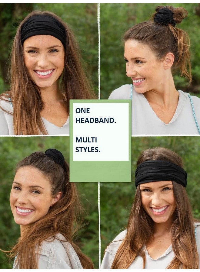 Huachi Black Headbands for Women Wide Headbands for Women Non Slip Thick Womens Headband Boho Elastic Hair Bands for Women's Hair Stretchy Sweat Head Band for Workout Running Working - Image 5