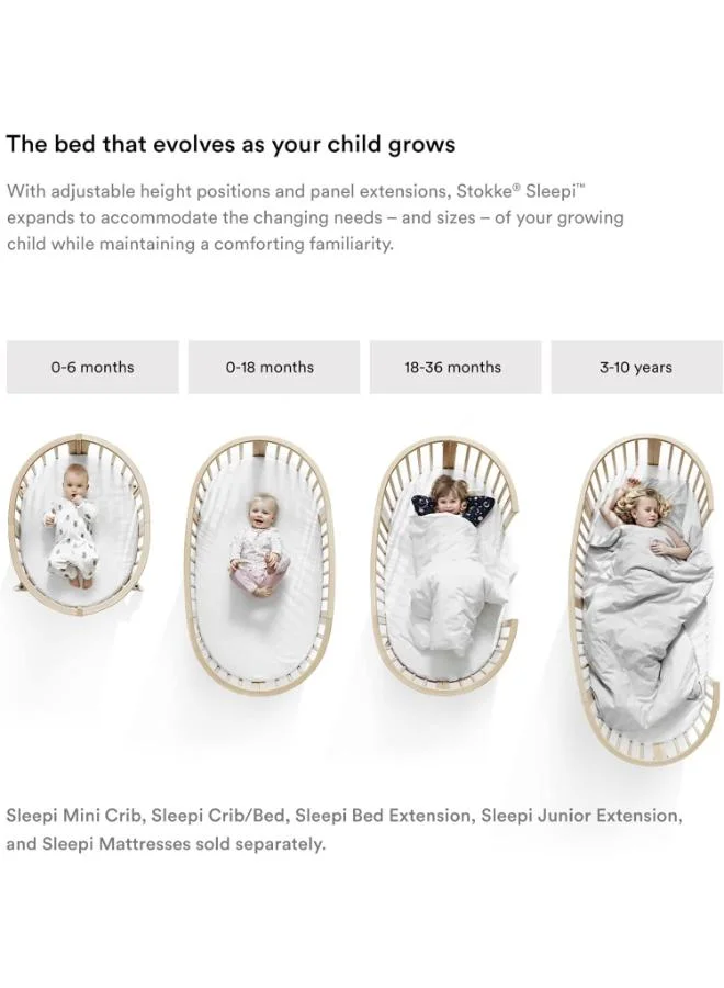 STOKKE Sleepi Mini Fitted Soft Sheets For Sweet Dreams Made For The Oval Sleepi Mini Mattress Safe , Stylish And Washable 100% Fine Cotton Percale White