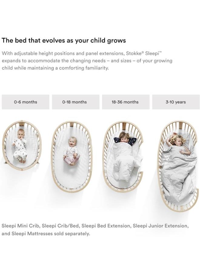 STOKKE - Sleepi Mini Fitted Soft Sheets For Sweet Dreams Made For The Oval Sleepi Mini Mattress Safe , Stylish And Washable 100% Fine Cotton Percale White - Image 1