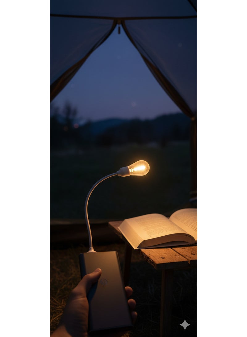 مصباح قراءة LED محمول ومرن (USB Powered) - ضوء ليلي صغير قابل للدوران 360 درجة - مثالي للكمبيوتر المحمول، المكتب، القراءة، والتخييم - إضاءة موفرة للطاقة 1 واط. - Image 2