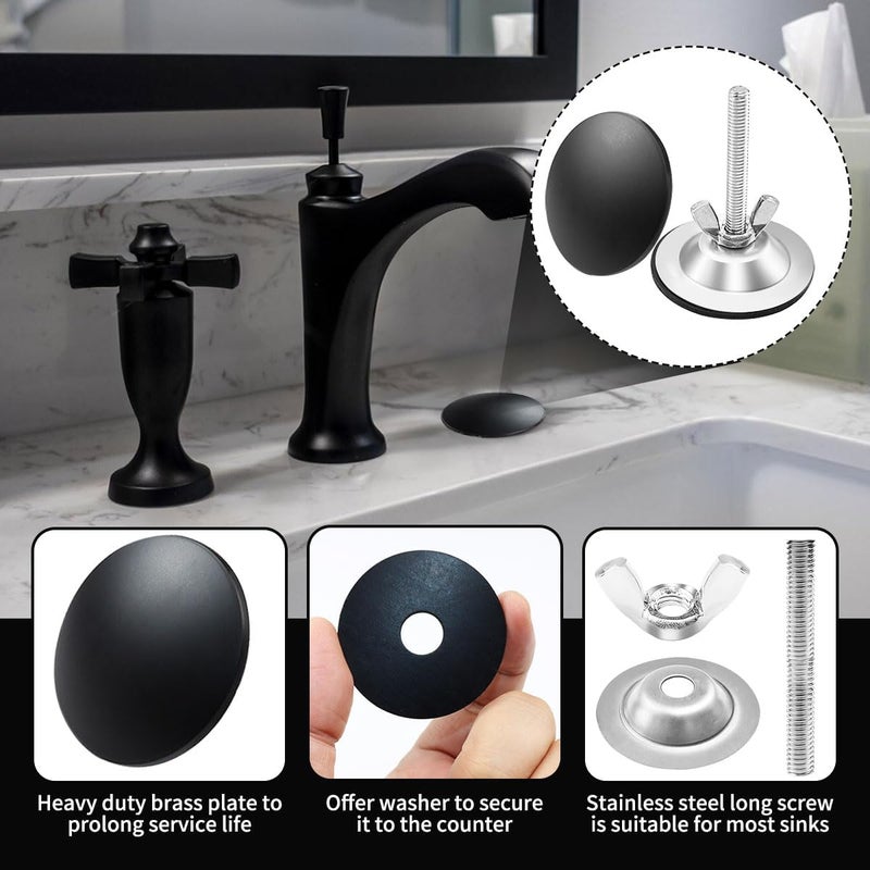 Quadafy 2 Inch Kitchen Sink Hole Covers, Faucet Hole Cover Stainless Steel Wash Basin Kitchen Sink Tap Hole Plate Stopper, Sealed Decoration Hole Cover (Black), 520860 - Image 4