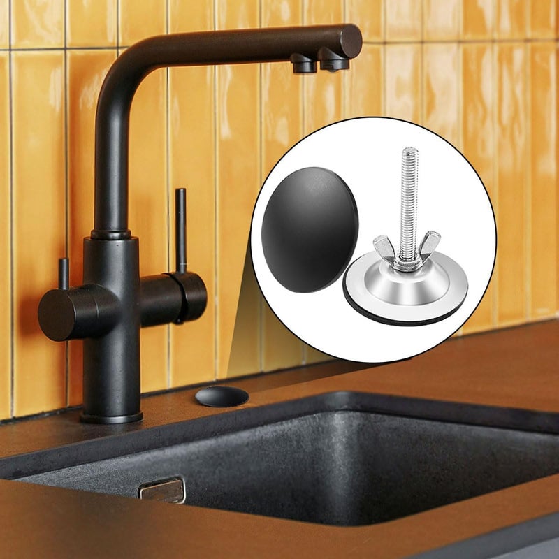 Quadafy 2 Inch Kitchen Sink Hole Covers, Faucet Hole Cover Stainless Steel Wash Basin Kitchen Sink Tap Hole Plate Stopper, Sealed Decoration Hole Cover (Black), 520860 - Image 2