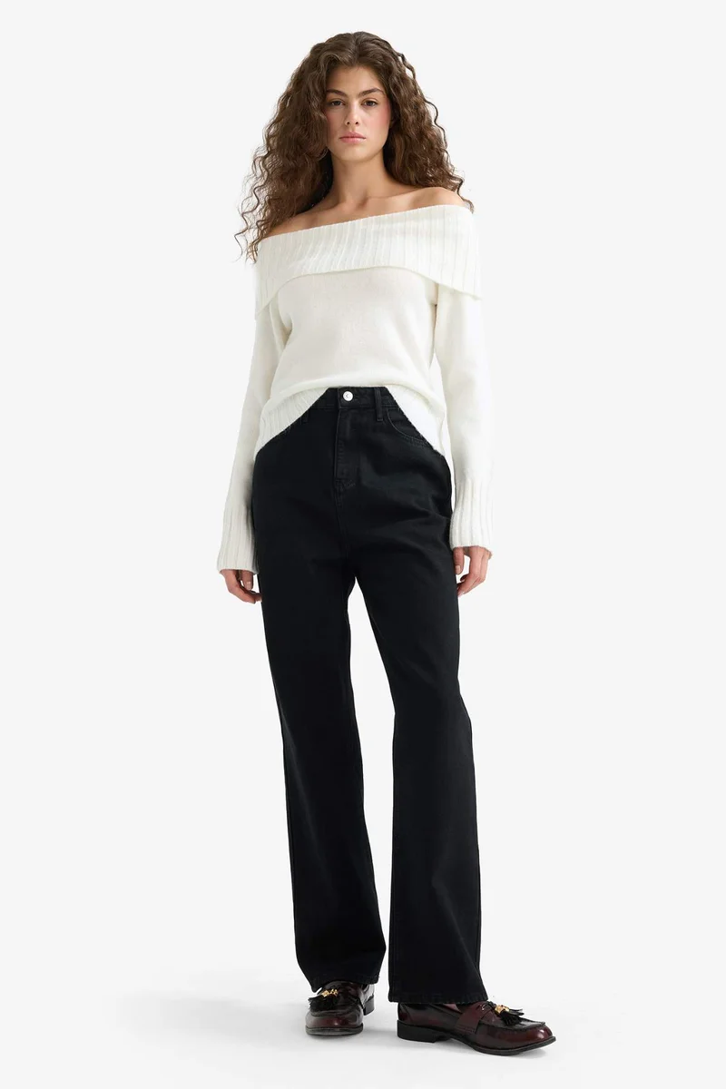 ديفاكتو Slim Fit Open Shoulder Knitwear Pullover