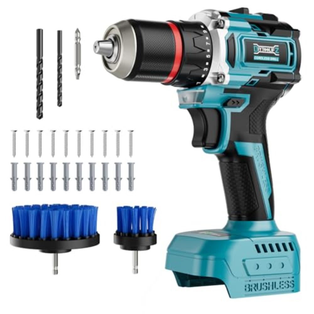 Power Drill Cordless for Makita Battery, 1/2" Brushless Electric Drill Set, 440 In-lbs 50N.m Electric 18V Drills Driver Tool, 20 Position Variable Speed Mode for Home, Garden(No Battery) 1/2" Brushless Electric Drill Set, 440 In-lbs(50N.m) Electric 18V Drills Driver Tool, Variable Speed Mode for Home, Garden
