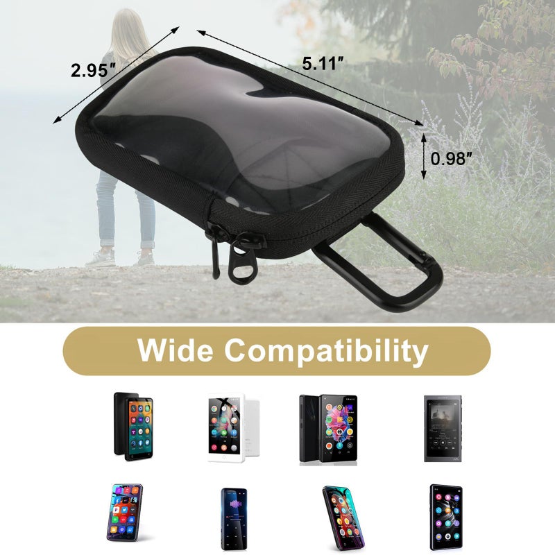 TXEsign MP3 & MP4 Player Carry Case Bag with Clear Window, Travel Carrying Case for 4" Touch Screen MP3 MP4 Music Player Storage Bag with Inner Pocket for Earphones, USB Cable, Memory Card (Black) - Image 4