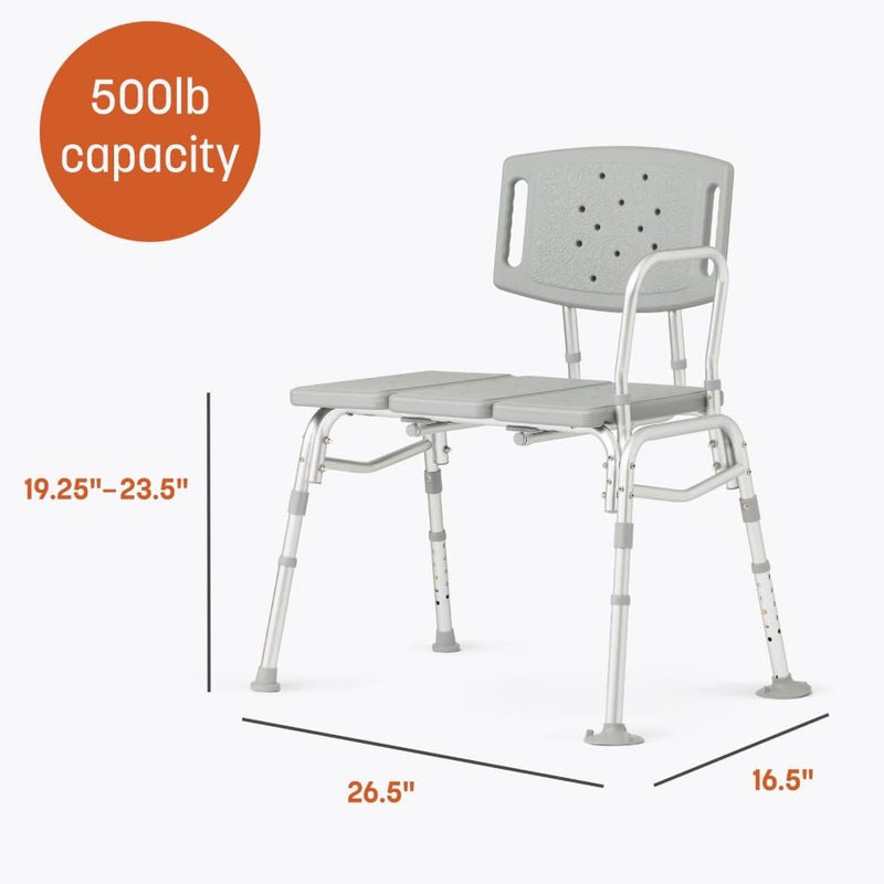 Medline Bariactric Tub Transfer Bench with Anti-Slip Suction Feet, Lightweight for Easy Movement, for Use as a Shower Bench or Bath Seat - 500lb Weight Capacity - Image 3