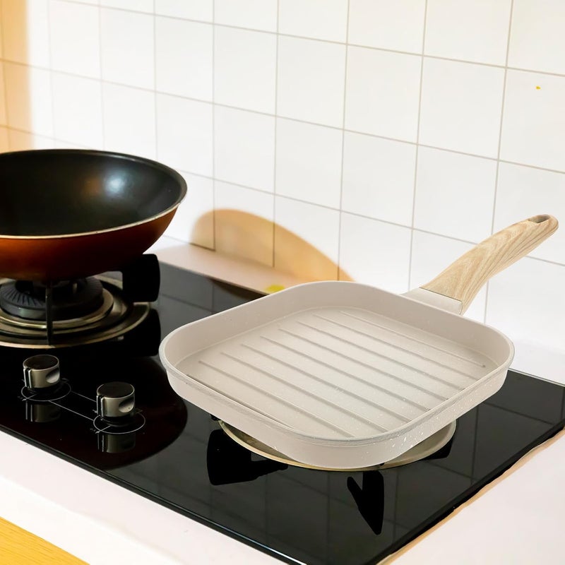 iplusmile Nonstick Flat Frying Pan Small Kitchen Egg Pancake Skillet with Universal Induction Base in Light Cream for Home Cooking - Image 4