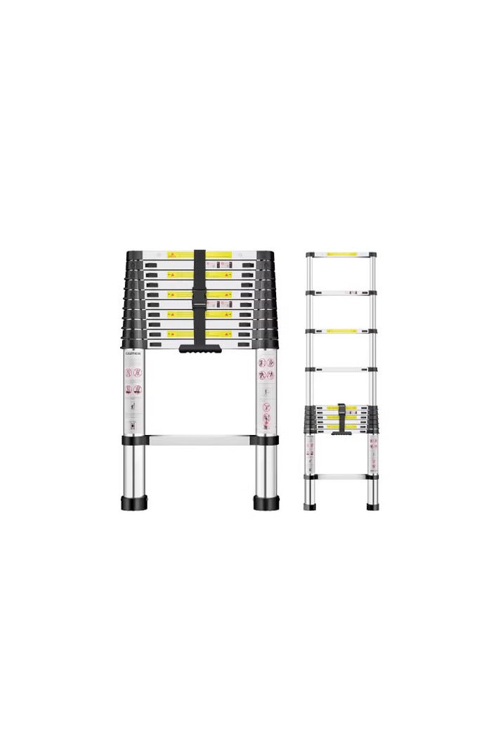 سلم تلسكوبي من الستانلس ستيل 3.2 متر سميك عالي القوة، سلم علوي مع اقدام غير قابلة للانزلاق، سلم محمول قابل للتمدد، سلم قابل للطي بارتفاع قابل للتعديل للسقف والكرفانات العلية - Image 1