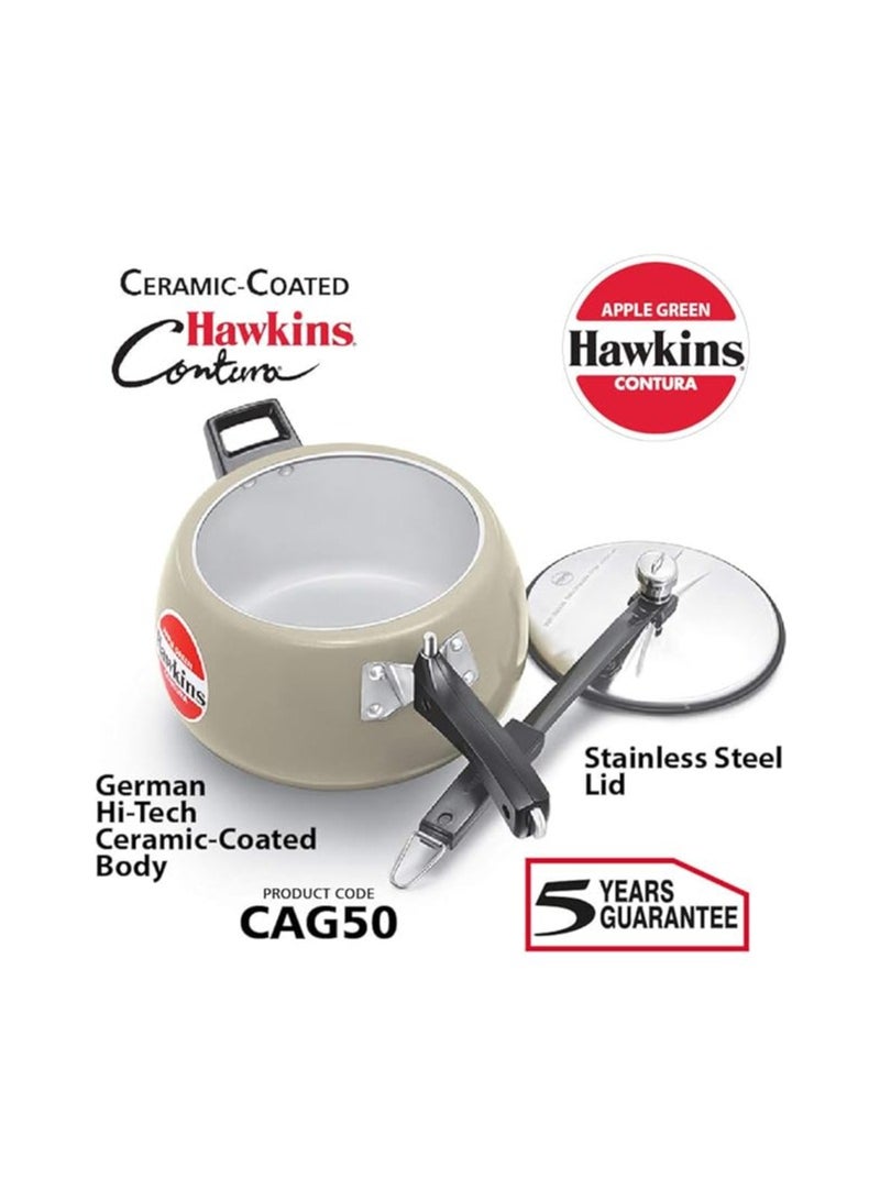 Hawkins Hawkins Ceramic- Coated Contura 5L Green Apple Pressure Cooker  - Image 2