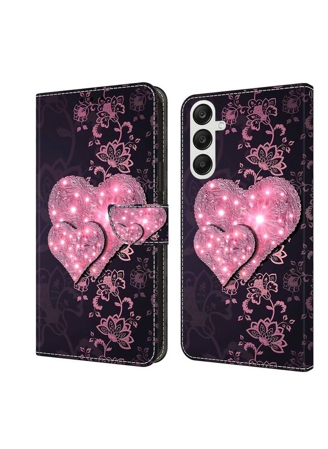 HuHa Case Cover For Samsung Galaxy A55 5G Crystal 3D Shockproof Protective Leather Phone Case Lace Love 