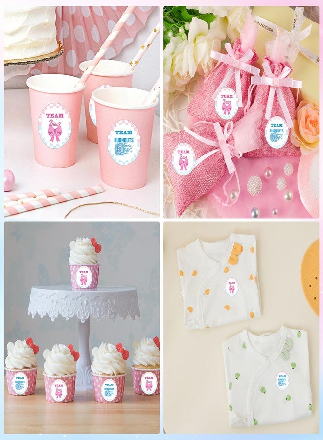 Ohmique 42 Pcs Burnouts or Bows Gender Reveal Decorations - Daddy and Mommy to Be Tinplate Badge Pin and 40 Pcs Burnouts or Bows Stickers, Pink Blue Boy or Girl Car Gender Reveal Decorations for Baby Shower - Image 3