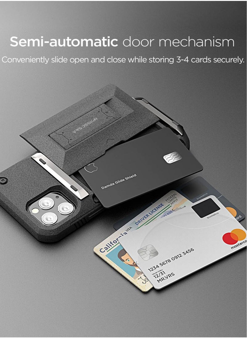 VRS Design Damda Glide Hybrid Sandstone Wallet Case Cover For iPhone 11 PRO Semi Automatic Slider Credit Card Holder Slot (3-4 Cards) & Kickstand - Sand Stone  - Image 2