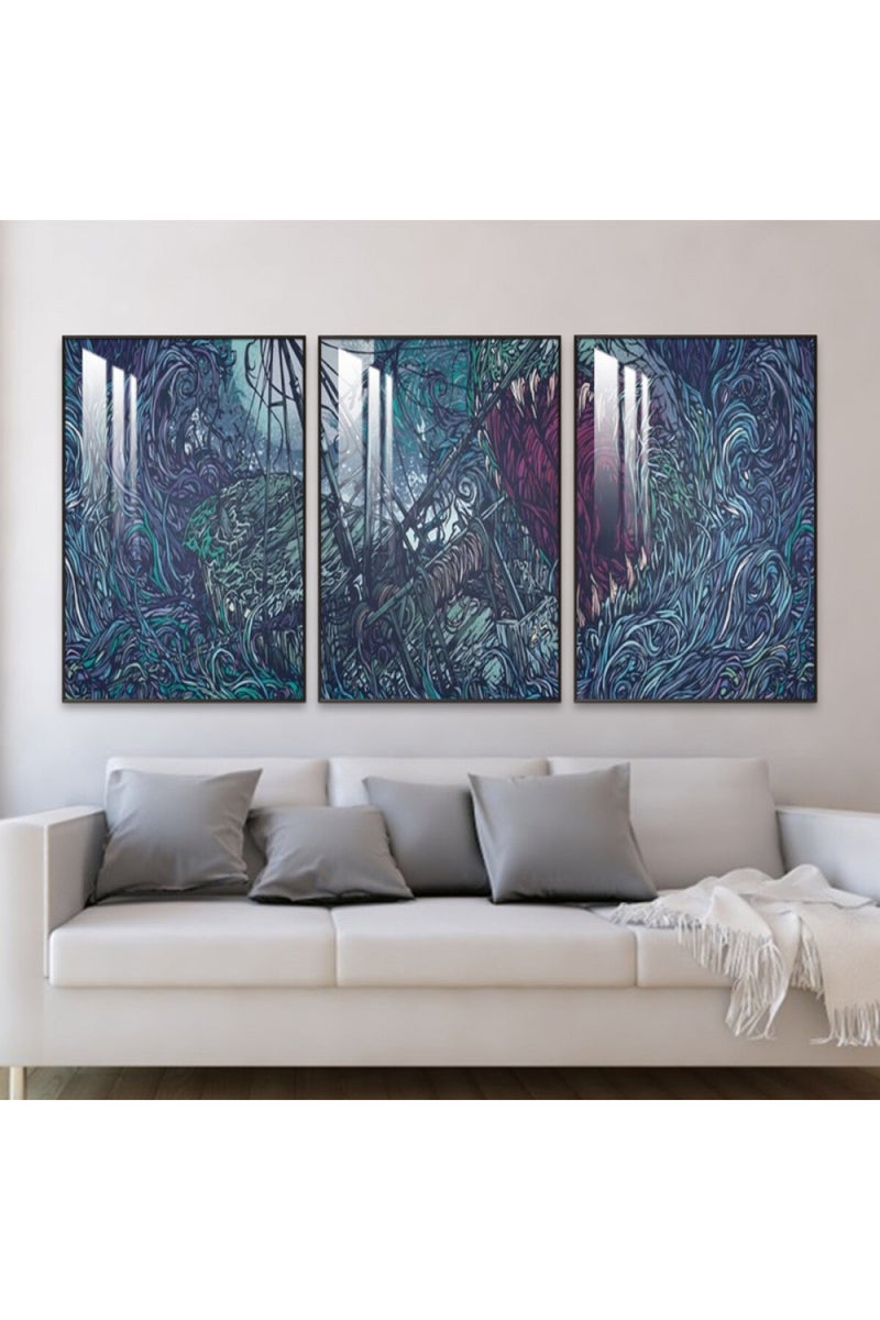 ماركتنا ثلاث لوحات جدارية خشبية بإطار وطبقة أكريليك شفافة - Image 1