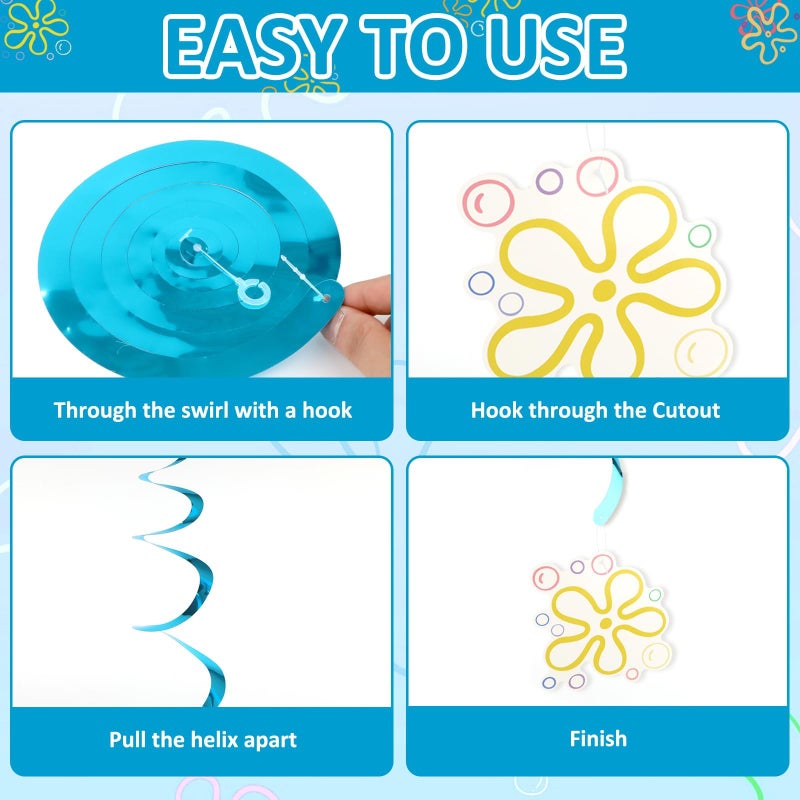 Cogniplay Yellow Cartoon Party Decorations Jellyfish Flowers Hanging Swirls Cartoon Ocean Theme Hanging Decor Under the Sea Party Decorations for Kids Baby Shower Birthday Party Supplies - Image 3