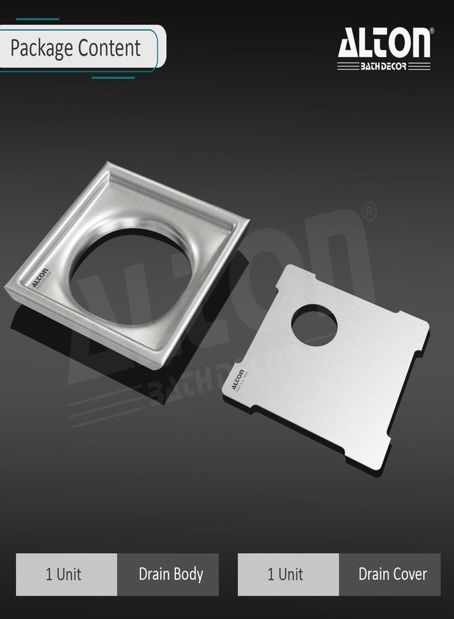 ALTON ALD1005, SS-304 Grade, 5x5 INCH Cut, Bathroom Grating Square Floor Drain Jali, Matte - Image 3