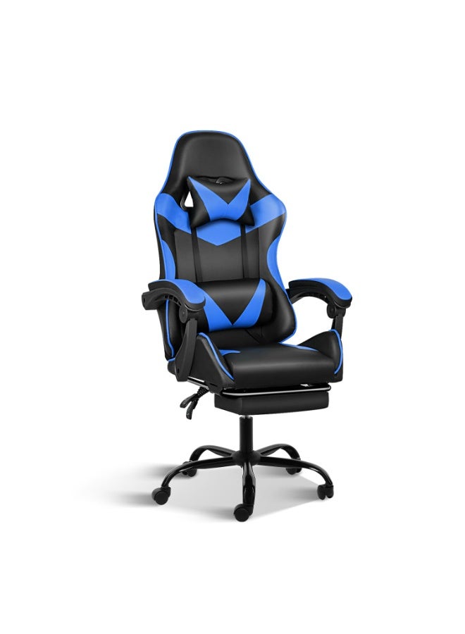 Gaming Chair, Backrest and Seat Height Adjustable Swivel Recliner Racing Office Computer Ergonomic Video Game Chair with Footrest and Lumbar Support, Black/Blue - Image 1