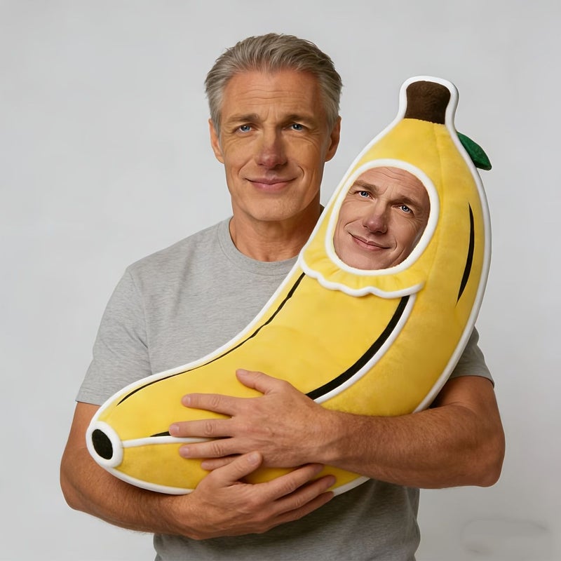 Personalized Funny Banana Man Pillow Custom Face Soft Filled Cushion 35cm 13.78inch Gift For Couples Home Decor Machine Washable - Image 1
