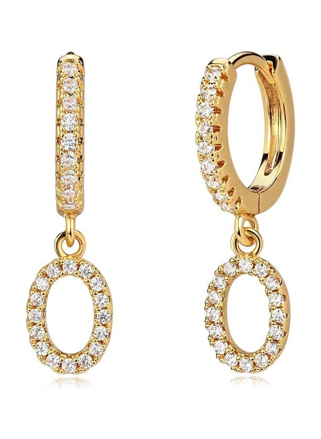 Mevecco Women Huggie Earrings Gold Initial A-Z Dangle Drop Cubic Zirconia 14K Gold Filled Small Simple Hypoallergenic Personalized Jewelry - 26 Letters - Image 1