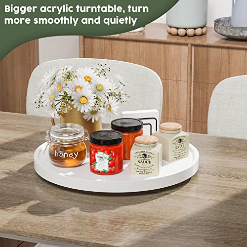 VeyFey White Lazy Susan, 13.2 Inch Non-Skid Bamboo Turntable for Kitchen Table Cabinets and Closets, Wood Organizer for Kitchen Countertop - Image 3