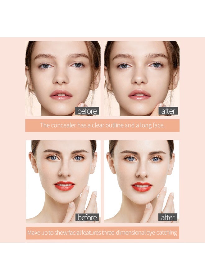 كيو اي سي عصا مستحضرات التجميل ذات الرأس المزدوج ، عصا كونتور عصا المكياج ذات النهاية المزدوجة ، عصي البرونزر الكريمي ، قلم خافي عيوب للوجه مقاوم للماء لوجه الجسم لتفتيح ظل الوجه ، إنشاء مكياج ثلاثي الأبعاد # 01 عاجي - Image 5