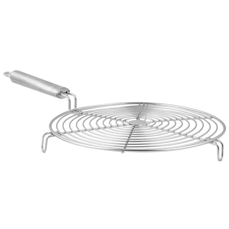 Kuber Industries Kuber Industries Small kitchenware Round Roaster TAndoor BarbequeRotiPapad Jali Griller with Steel HandlePack of 3 Silver  - Image 4