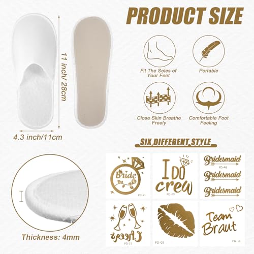 Velmitten 12 Pairs Disposable Wedding Slippers Disposable Hotel Slippers for Guests Bride Bridesmaid Gifts for Travel Spa Home Bridal Shower Women Closed Toe (US Men Size 10,Women 11) - Image 4