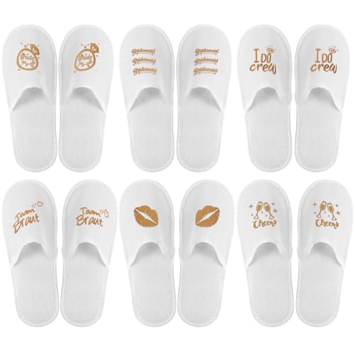 Velmitten 12 Pairs Disposable Wedding Slippers Disposable Hotel Slippers for Guests Bride Bridesmaid Gifts for Travel Spa Home Bridal Shower Women Closed Toe (US Men Size 10,Women 11) - Image 1