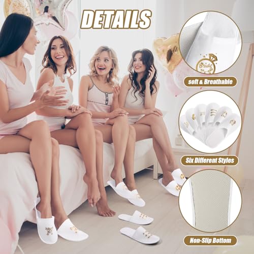 Velmitten 12 Pairs Disposable Wedding Slippers Disposable Hotel Slippers for Guests Bride Bridesmaid Gifts for Travel Spa Home Bridal Shower Women Closed Toe (US Men Size 10,Women 11) - Image 2