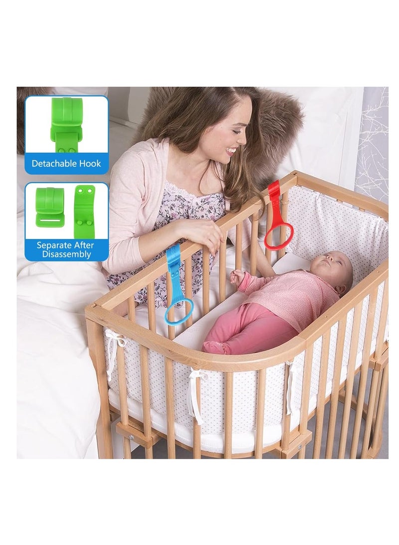 SOLARAE Baby Crib Pull Up Rings, 4 Colors Baby Pull Up Bar, Baby Bed Stand Up Rings, Baby Playpen Accessories Playpen Pull Up Rings, Walking Assistant Pull Up Ring for Infant Baby Toddler (8Pcs) - Image 5