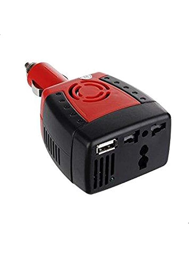 الكبريت محول طاقة محمول للسيارة بمنفذ USB وشاحن سجائر (150 واط تيار مستمر 12 فولت إلى تيار متردد 220 فولت) - Image 1